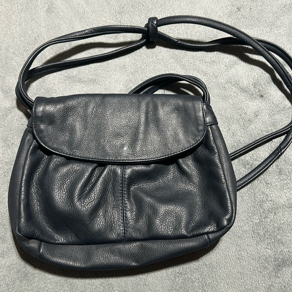 Navy Blue Leather Crossbody Pocketbook